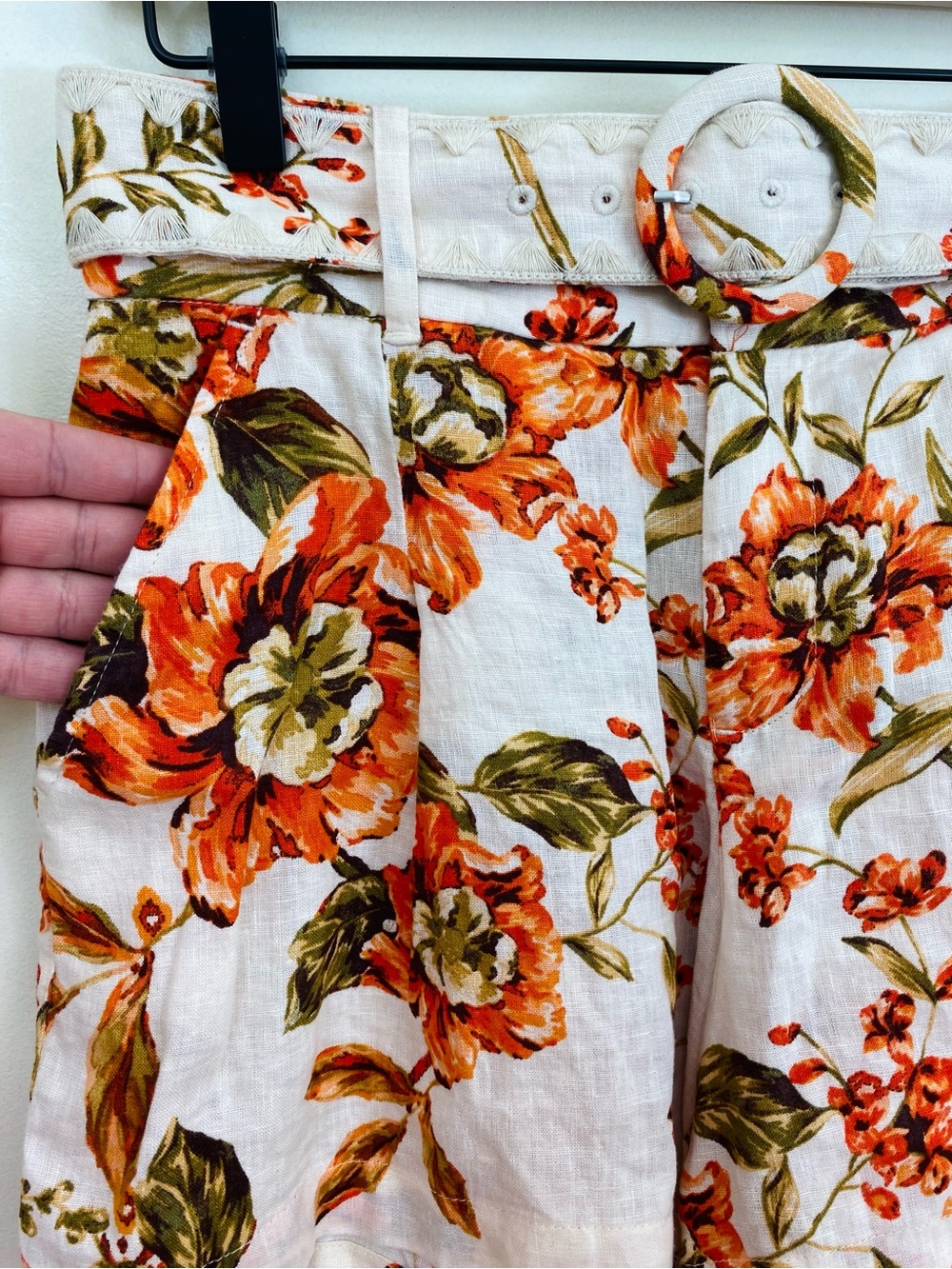 Joie Women’s 100% Linen Floral Belted Shorts High Rise Pocketed Sz 6 - Picture 4 of 11